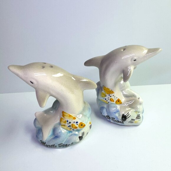 Vintage Ceramic Dolphin Salt and Pepper Shakers Myrtle Beach Souvenir *read* - Picture 2 of 6